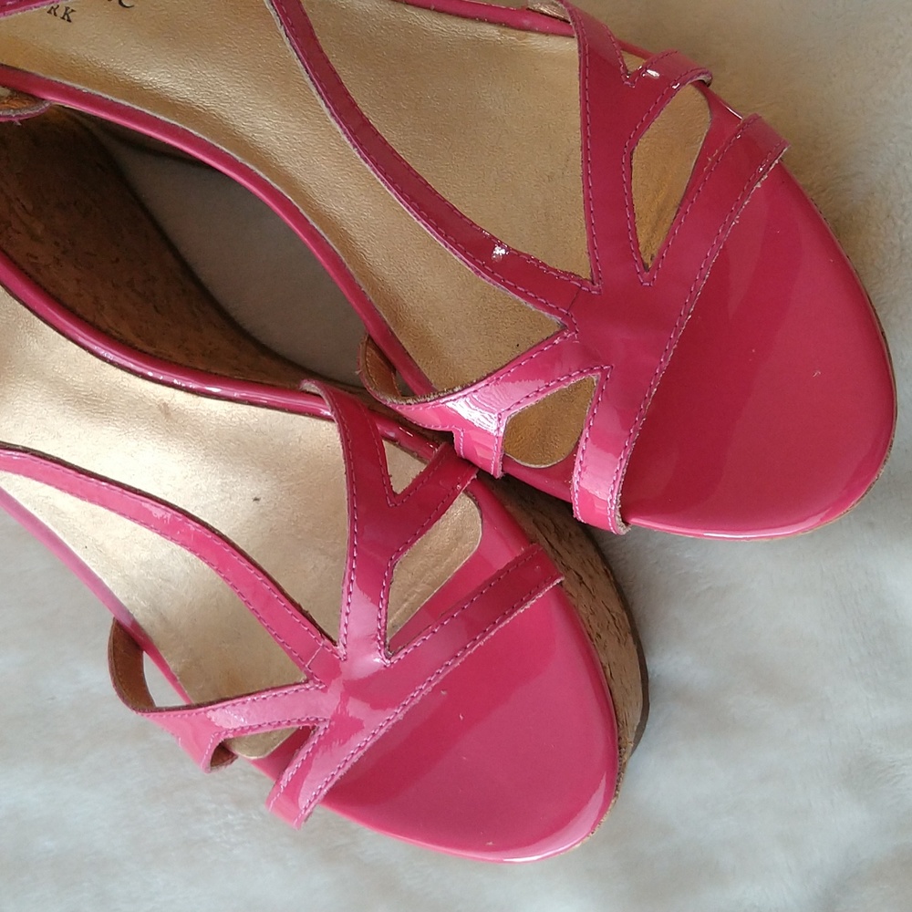 Kate Spade Theodora Cork Wedge Platform Ankle Strap Pink Sandals - Picture 13 of 16